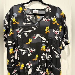 Looney Tunes Cartoon Scrub Top